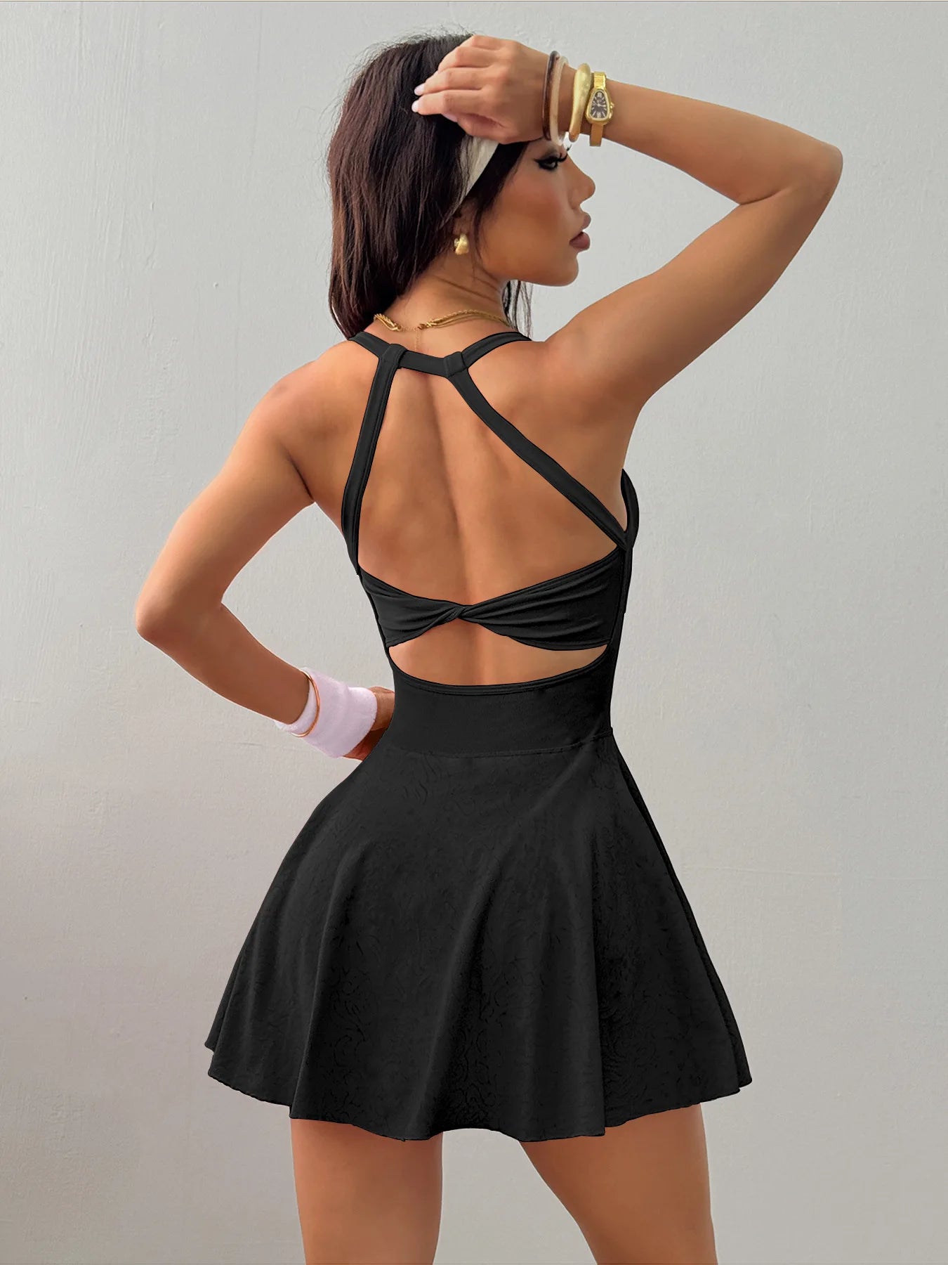 GUTASHYE Women Yoga Tennis Dress With Pockets Quick Dry Breathable