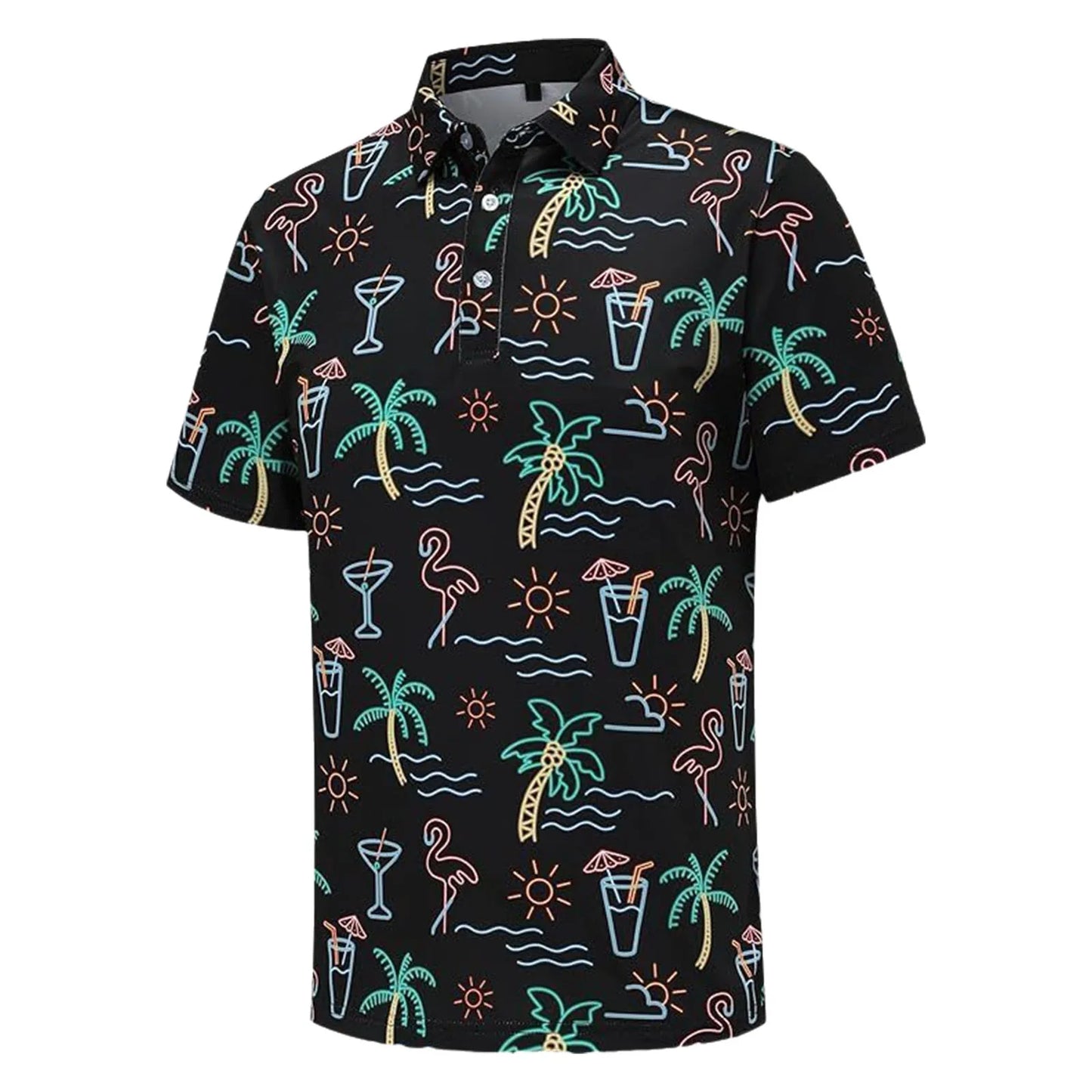 Men's Button-Up T Shirt Beachwear Breathable Quick-Dry Short Sleeve