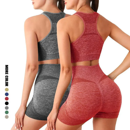 Women Yoga Set Seamless Sports Bra Gym Shorts Leggings Fitness