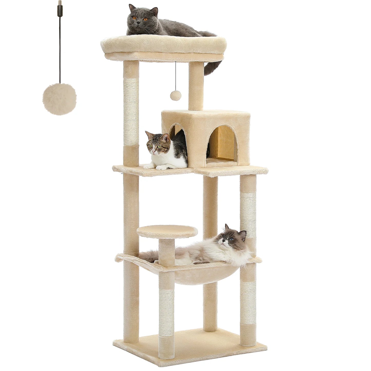 PAWZ Road 5-Level Cat Tower Indoor Cats With Hammock