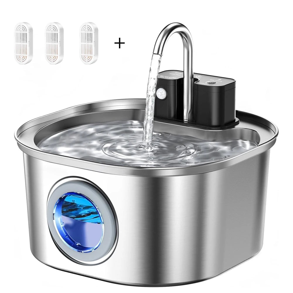 Weomg Stainless Steel Wireless Cat Water Fountain Dispenser