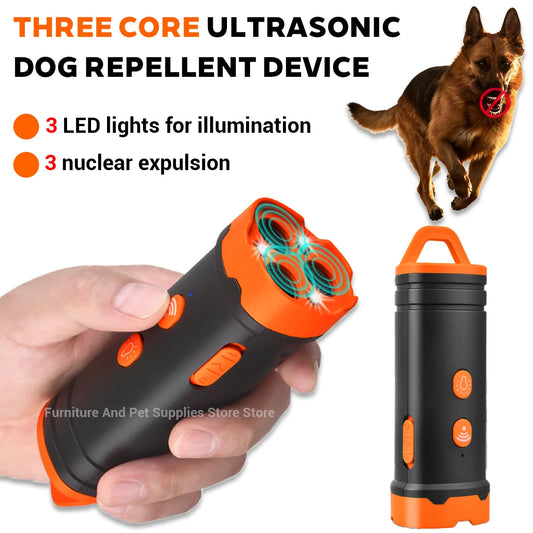 Pet Dog Repeller Ultrasonic Dog Training Device Rechargeable Anti Dog Bark Stop Barking Deterrent Device With LED Flashlight