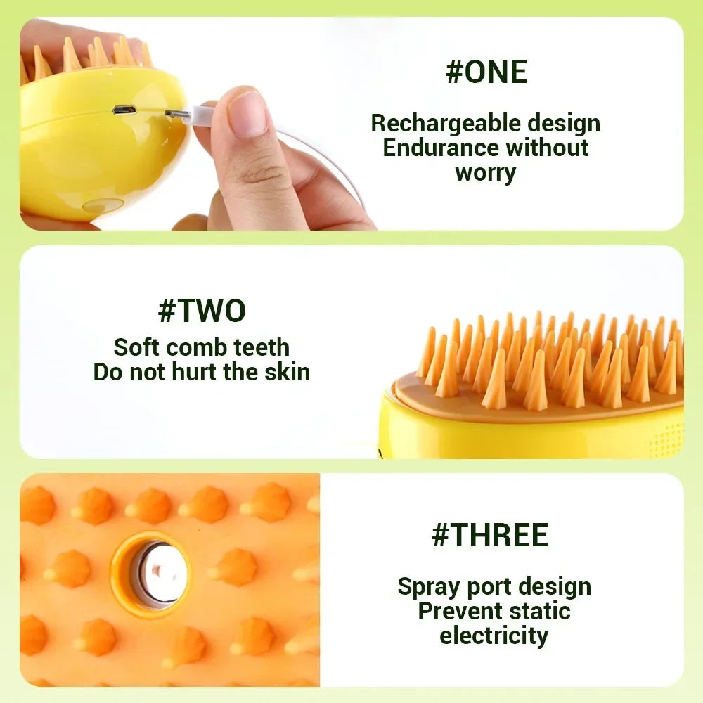 Cat Dog Steam Brush Grooming Sprayer 3 In 1 Massage