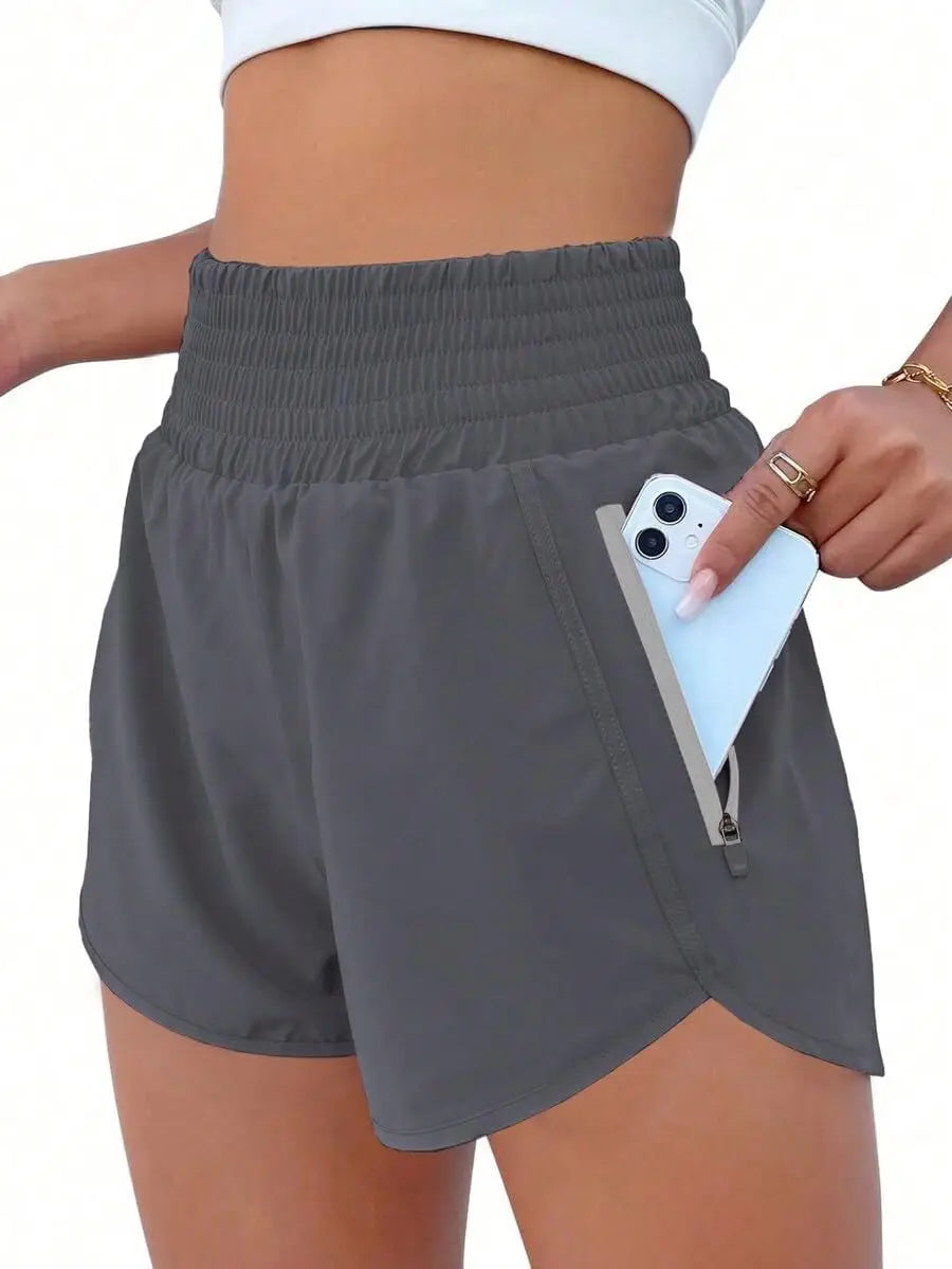 Womens High Waisted Yoga Shorts Built In Lining With Pockets