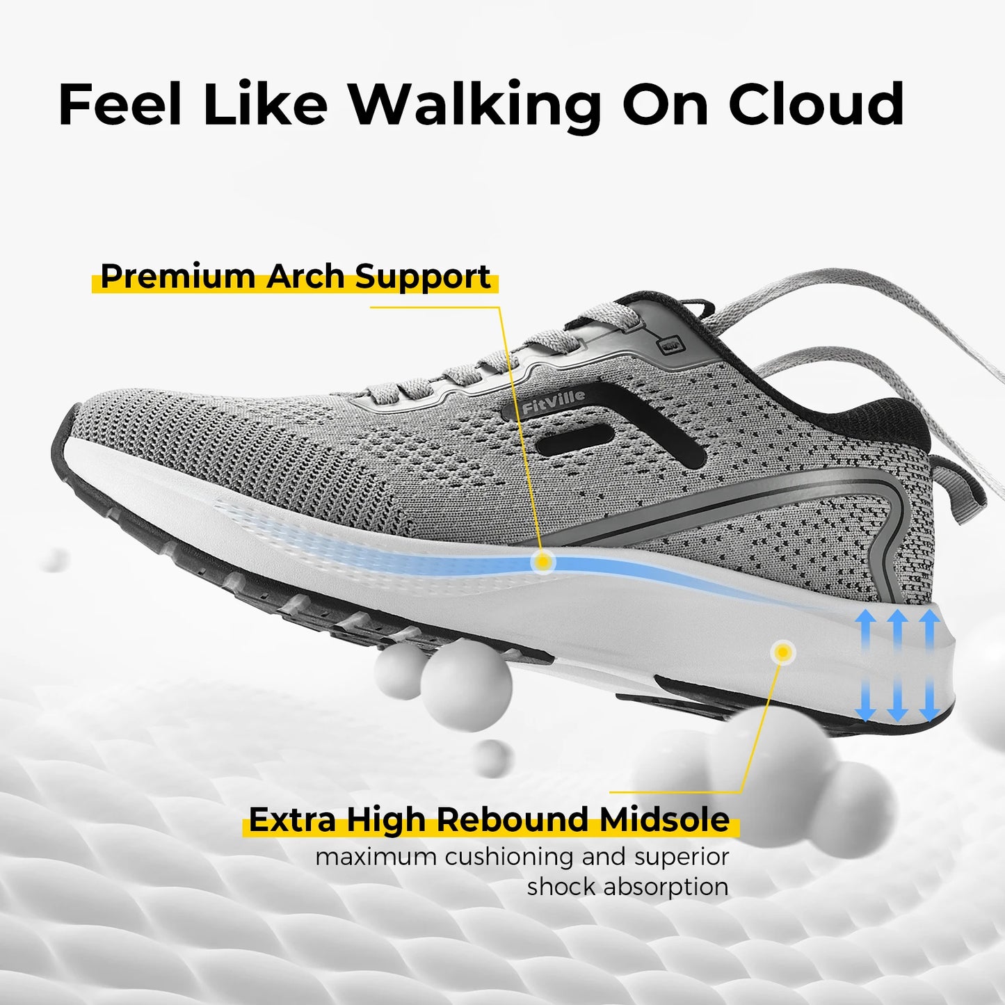 Fitville Men's Sport Running Shoes Breathable Lightweight Training Footwear