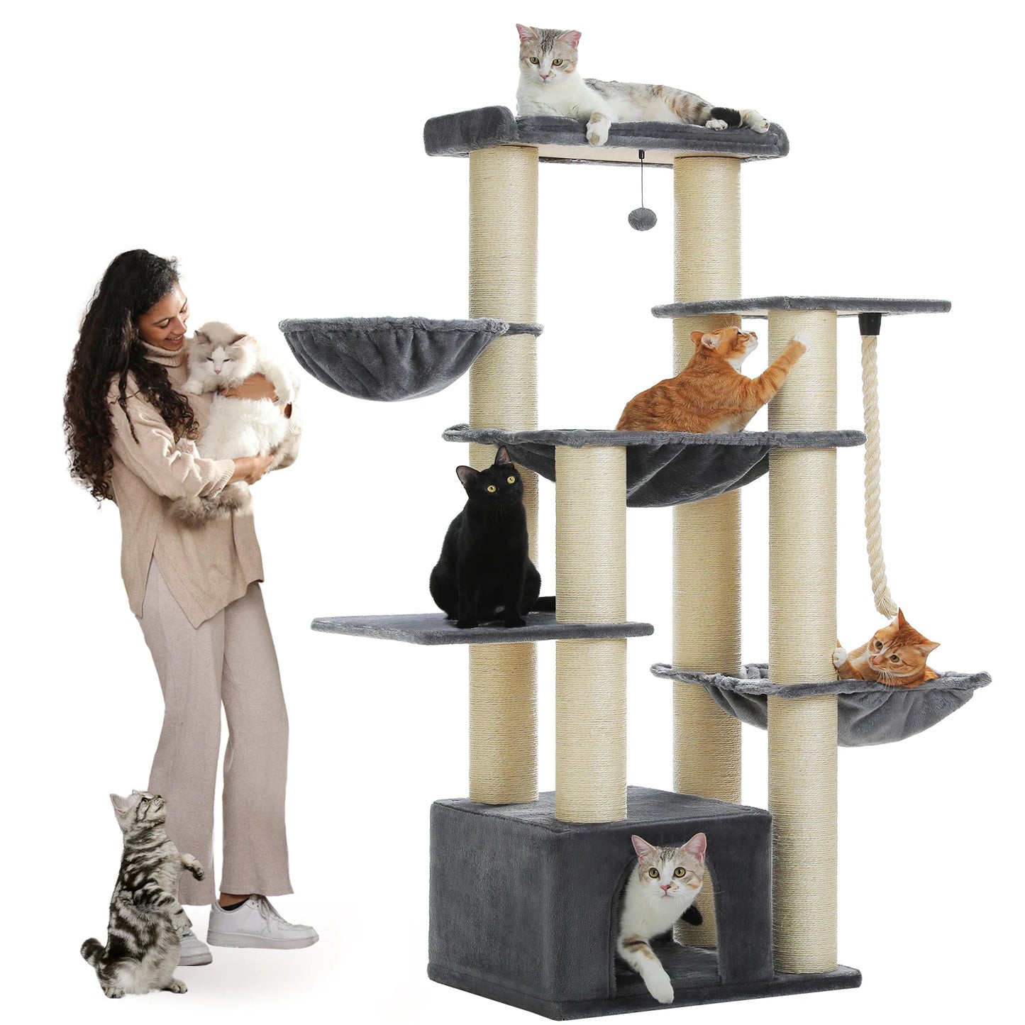 PAWZ Road Multi Level Cat Tree With Hammock And Sisal