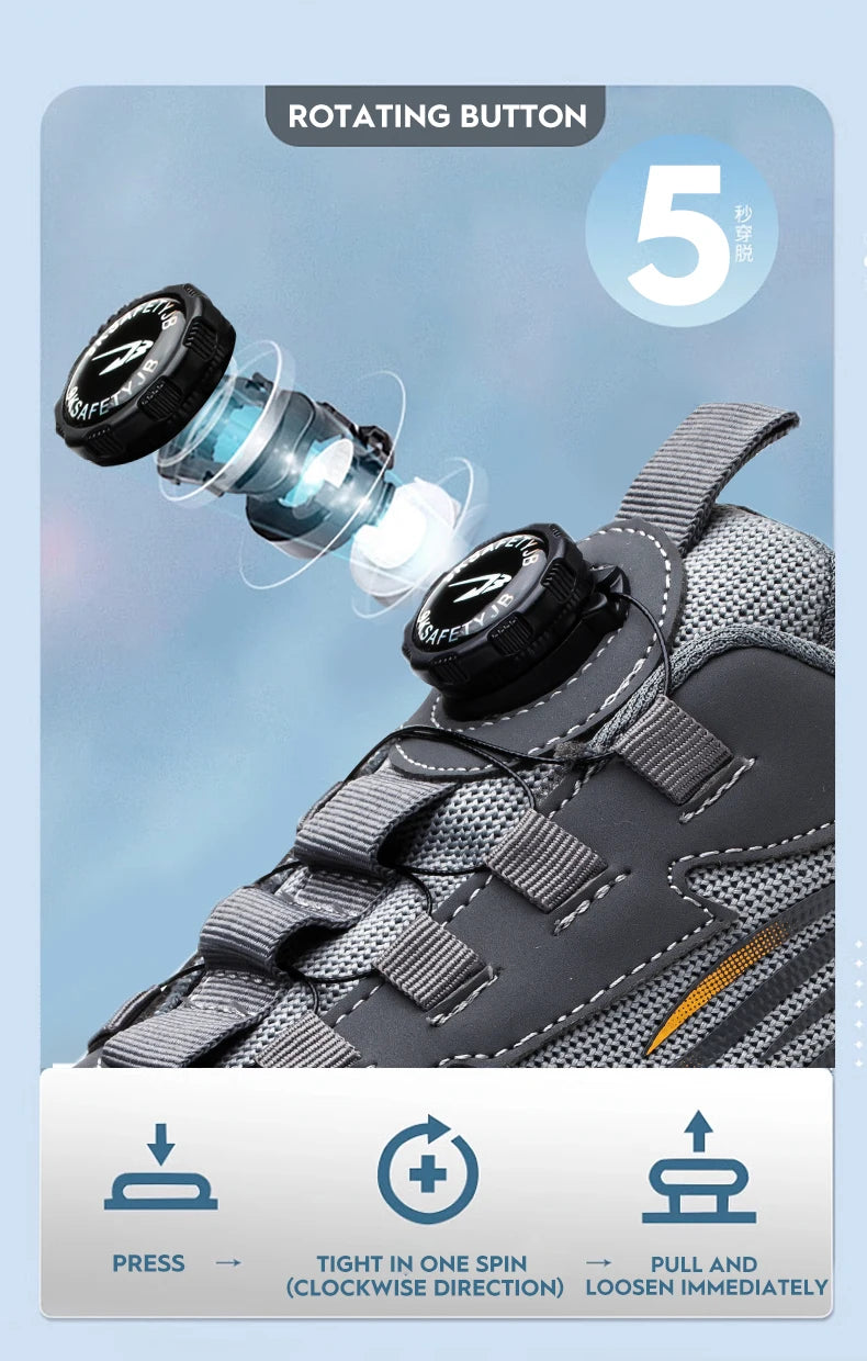 Breathable Lace-Free Soft Sole Anti-Puncture Work Shoes