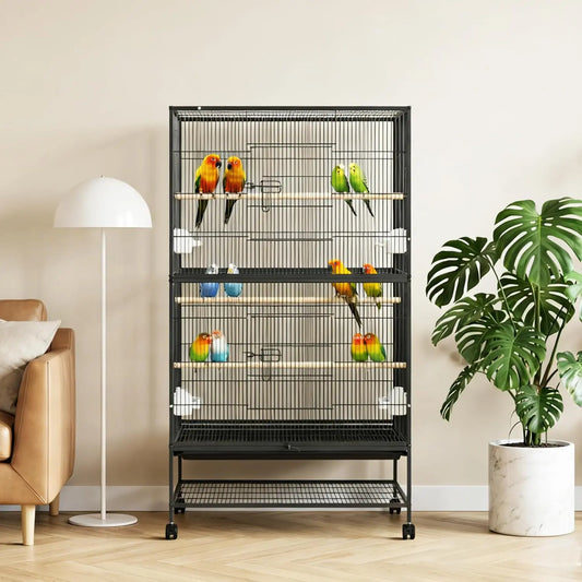 HiMISSCN Bird Cage With Rolling Storage Stands Parakeet Cage
