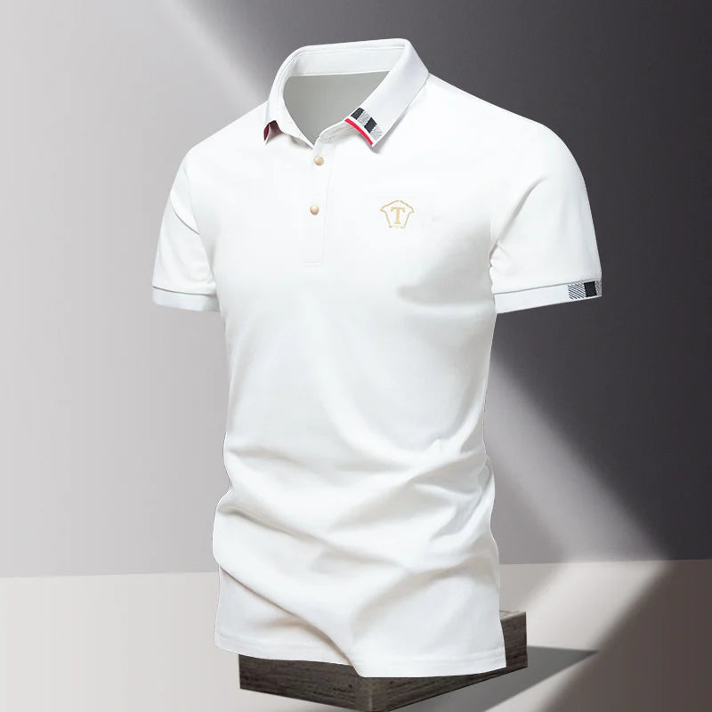 Lane JT Mens Pure Cotton Short Sleeve Polo Shirt Lapel
