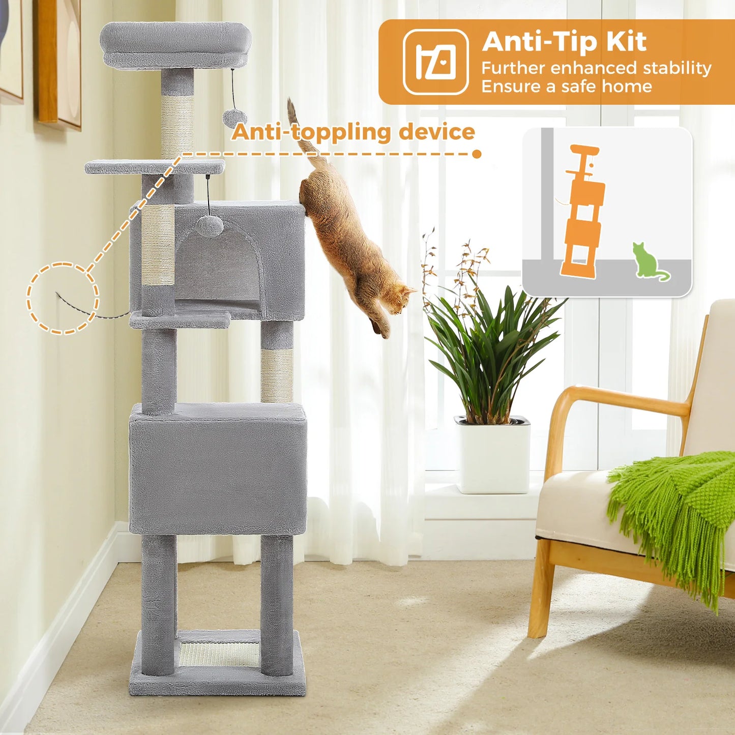 PAWZ Road Multi Level Cat Tree For Indoor Cats Condos