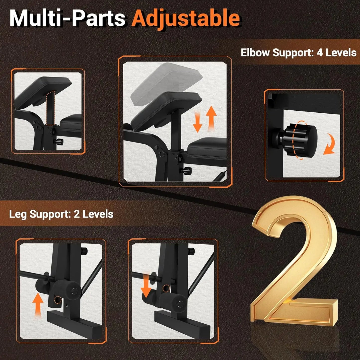HiMISS 7 In 1 Weight Bench Set With Leg Extension Curl Preacher Curl Squat Rack
