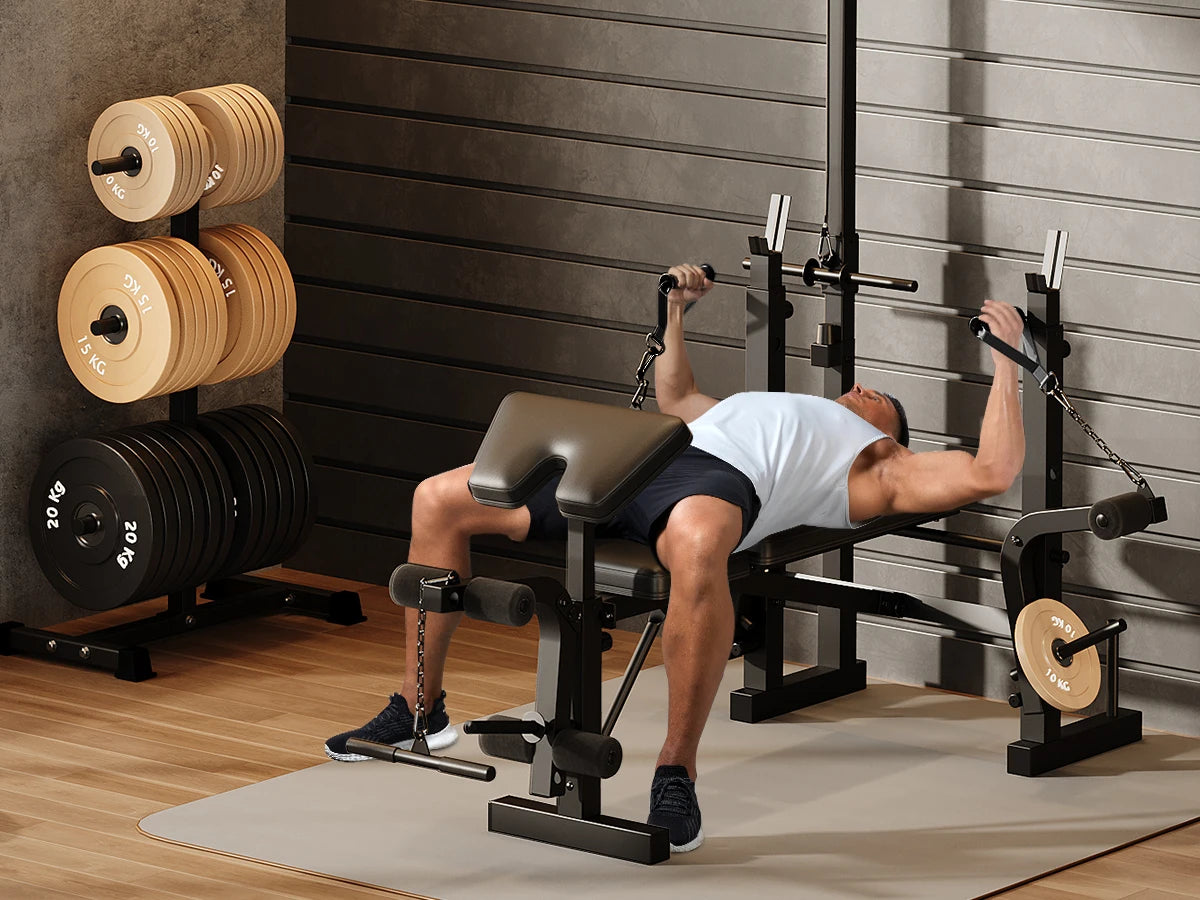 HiMISS Adjustable 4-in-1 Weight Bench With Leg Developer And Rack