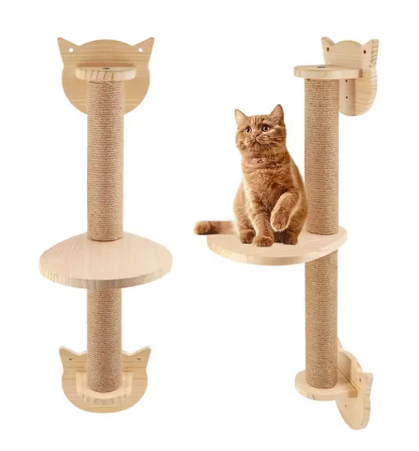 Qlfyuu Wooden Cat Climbing Shelf Wall Mounted Scratching Post