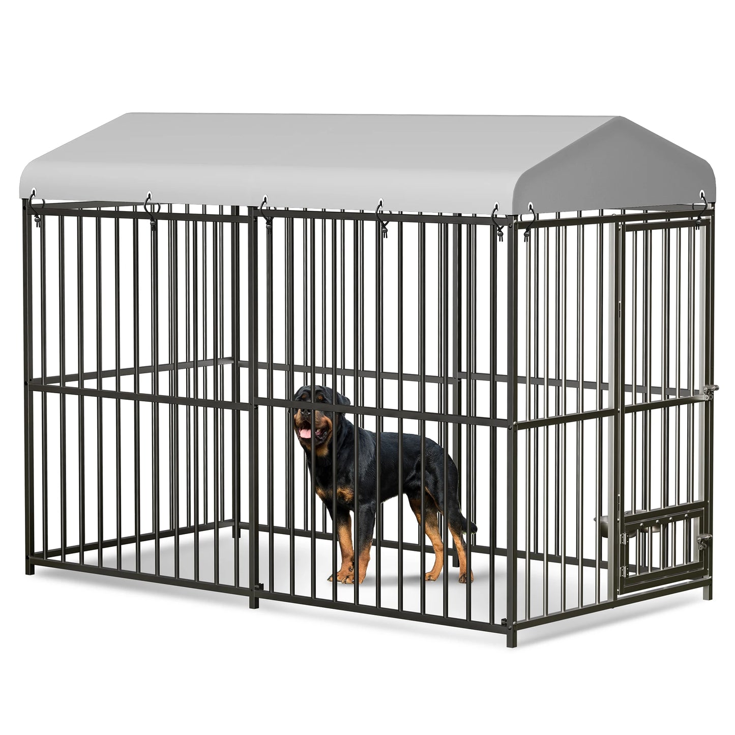 HiMISS Galvanized Metal Dog House Kennel With UV Resistant Cover