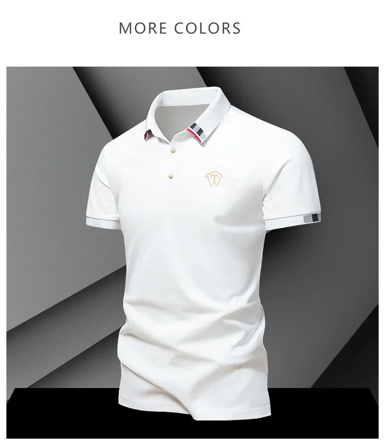 Lane JT Mens Pure Cotton Short Sleeve Polo Shirt Lapel
