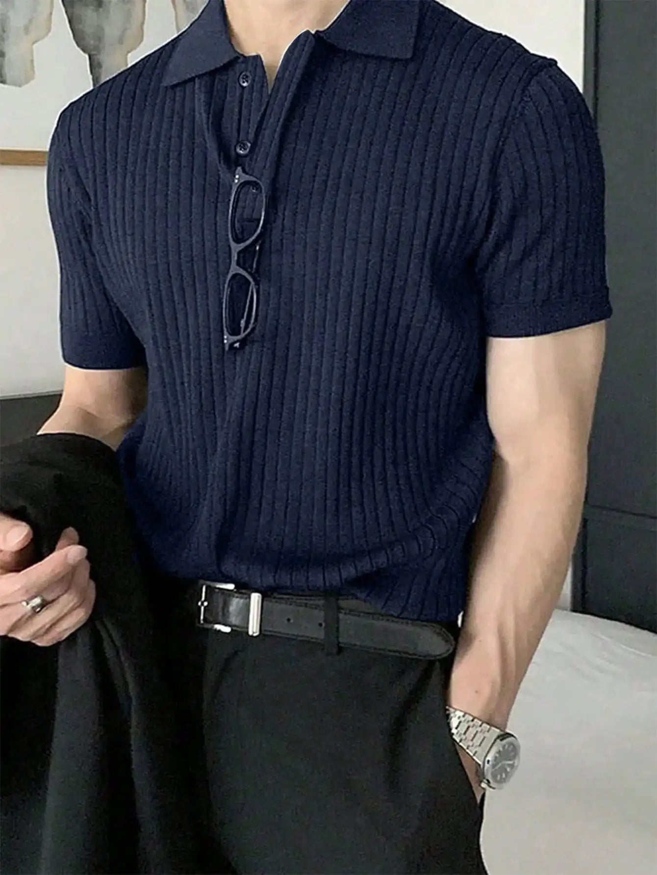 Men's Short Sleeve Polo Shirt Cotton Blend Breathable Casual