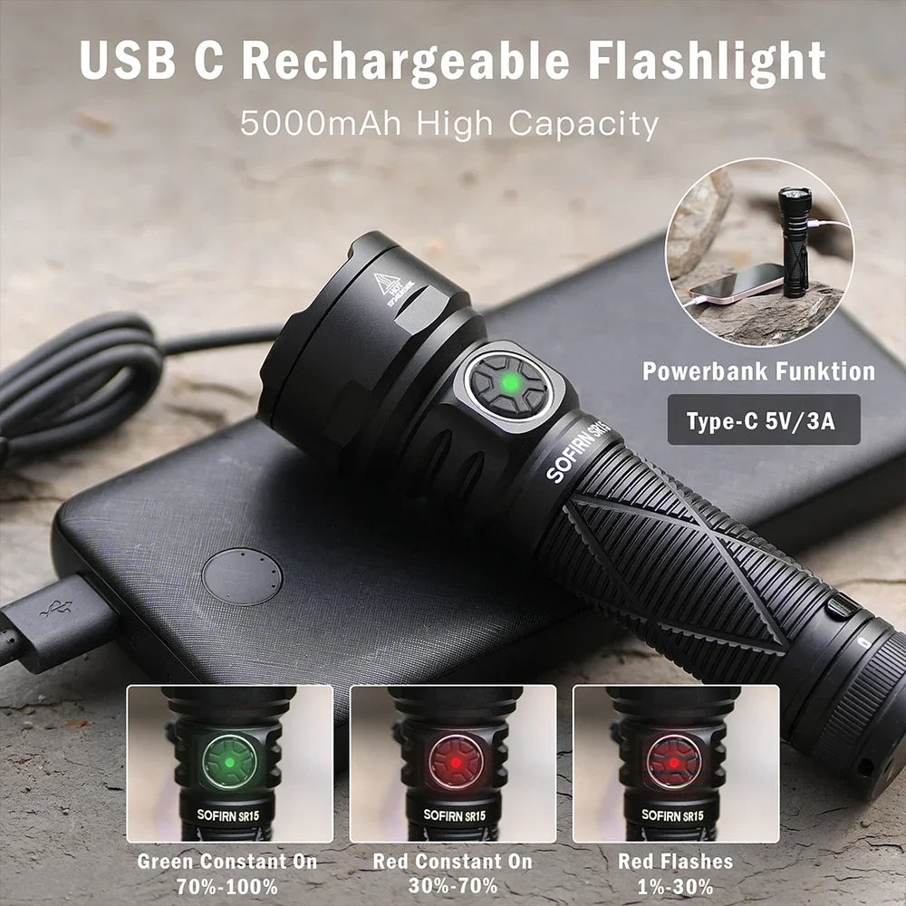 Sofirn SR15 4500LM 21700 USB-C Rechargeable Flashlight