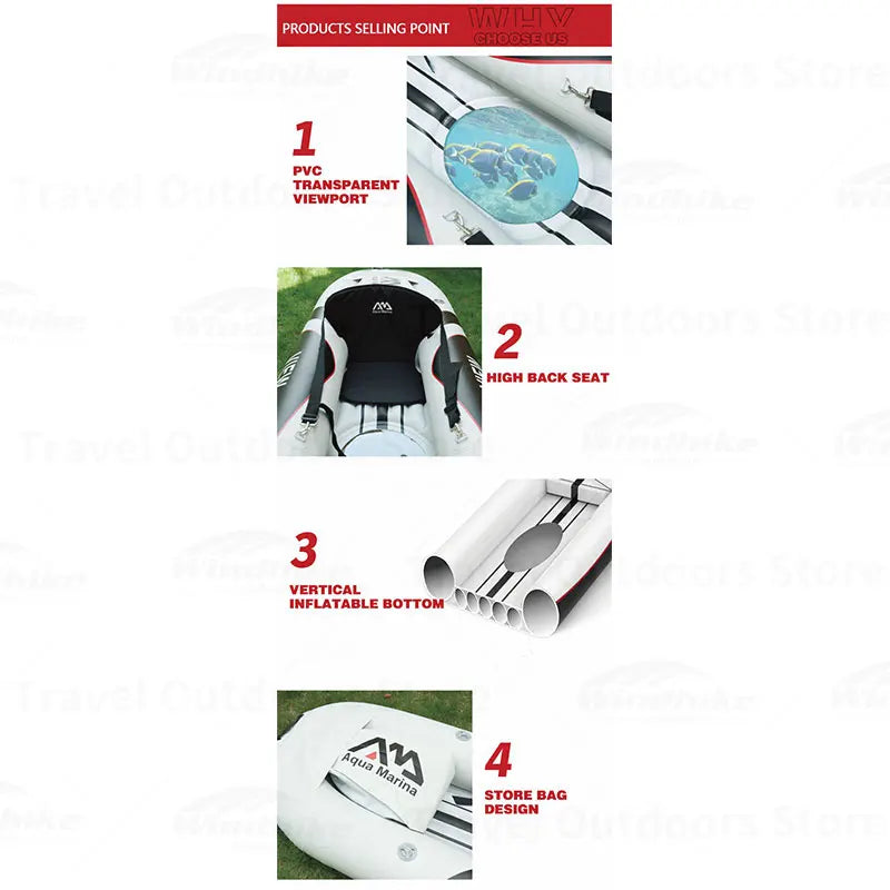 AQUA MARINA Transparent Viewport Inflatable Kayak With Paddle