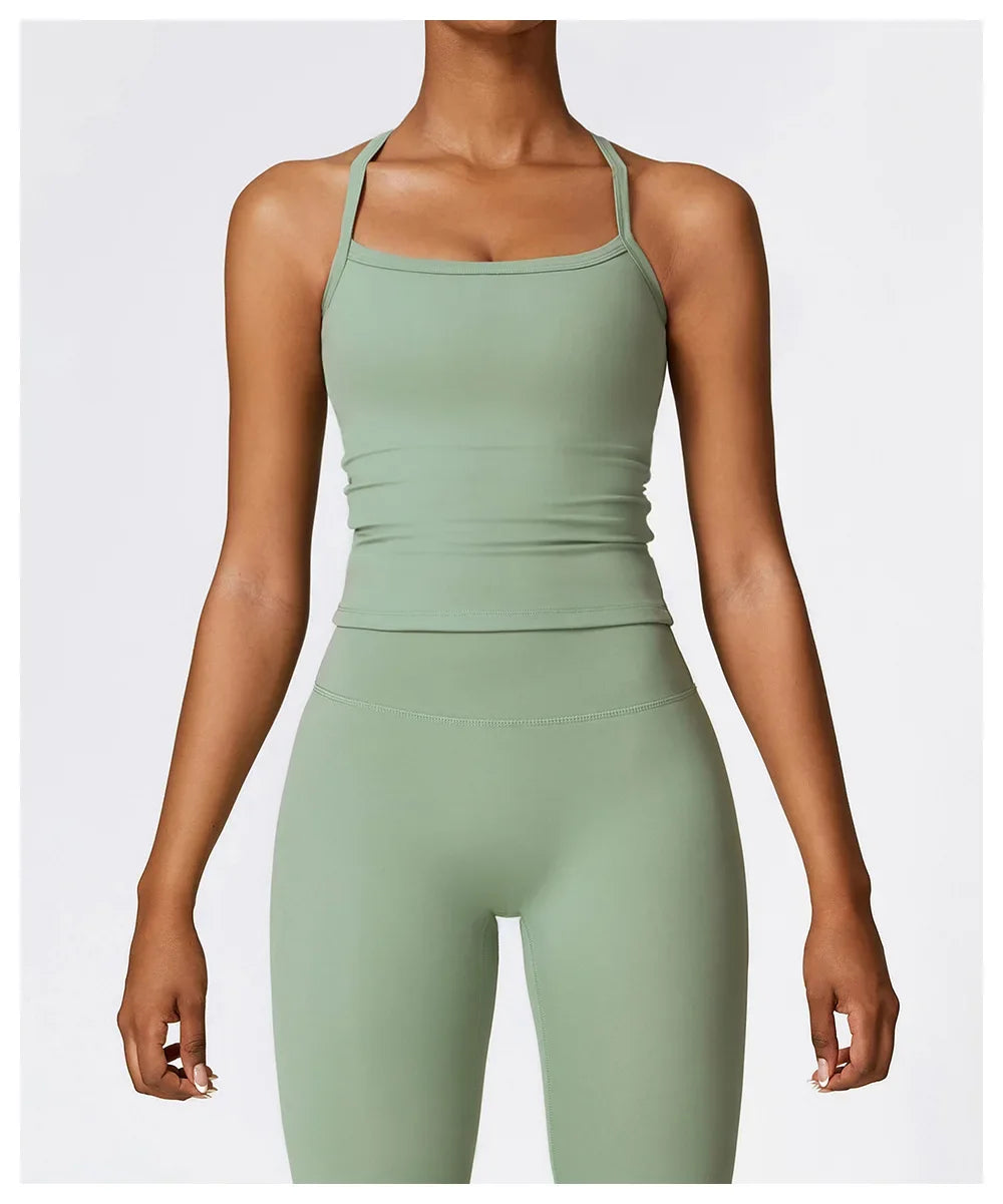 Women Cross Back Yoga Sports Bra Breathable Push Up Top