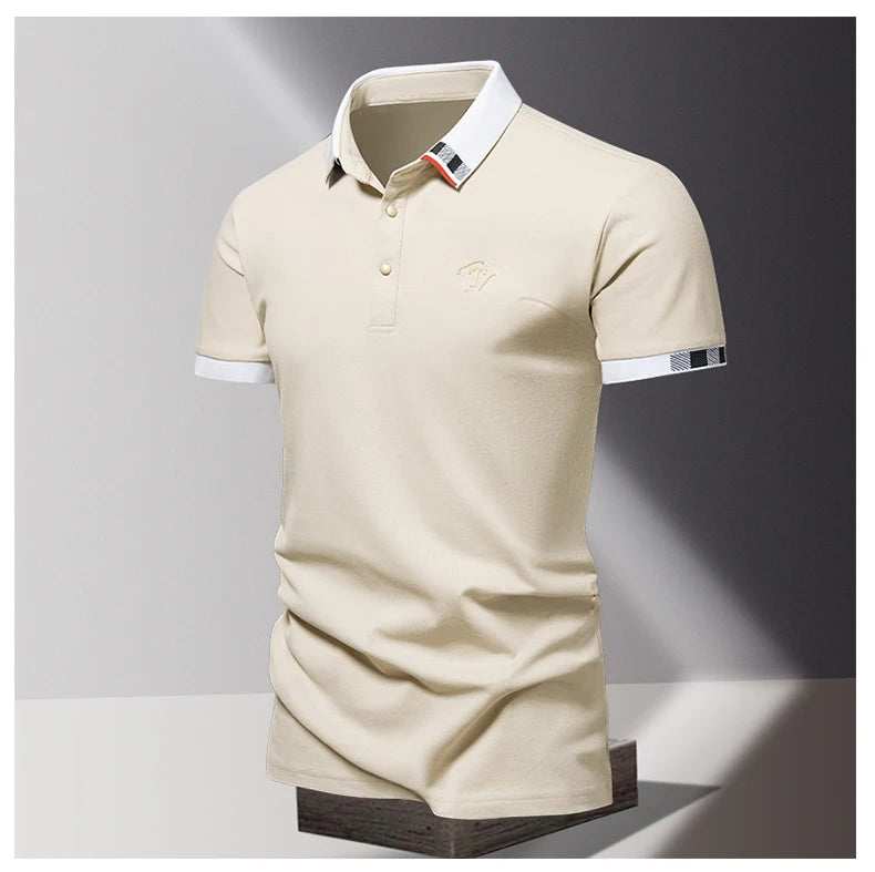 Lane JT Mens Pure Cotton Short Sleeve Polo Shirt Lapel