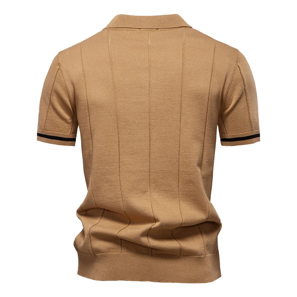 AIOPESON Mens Zipper Polo Shirt Slim Fit Sport Office Wear