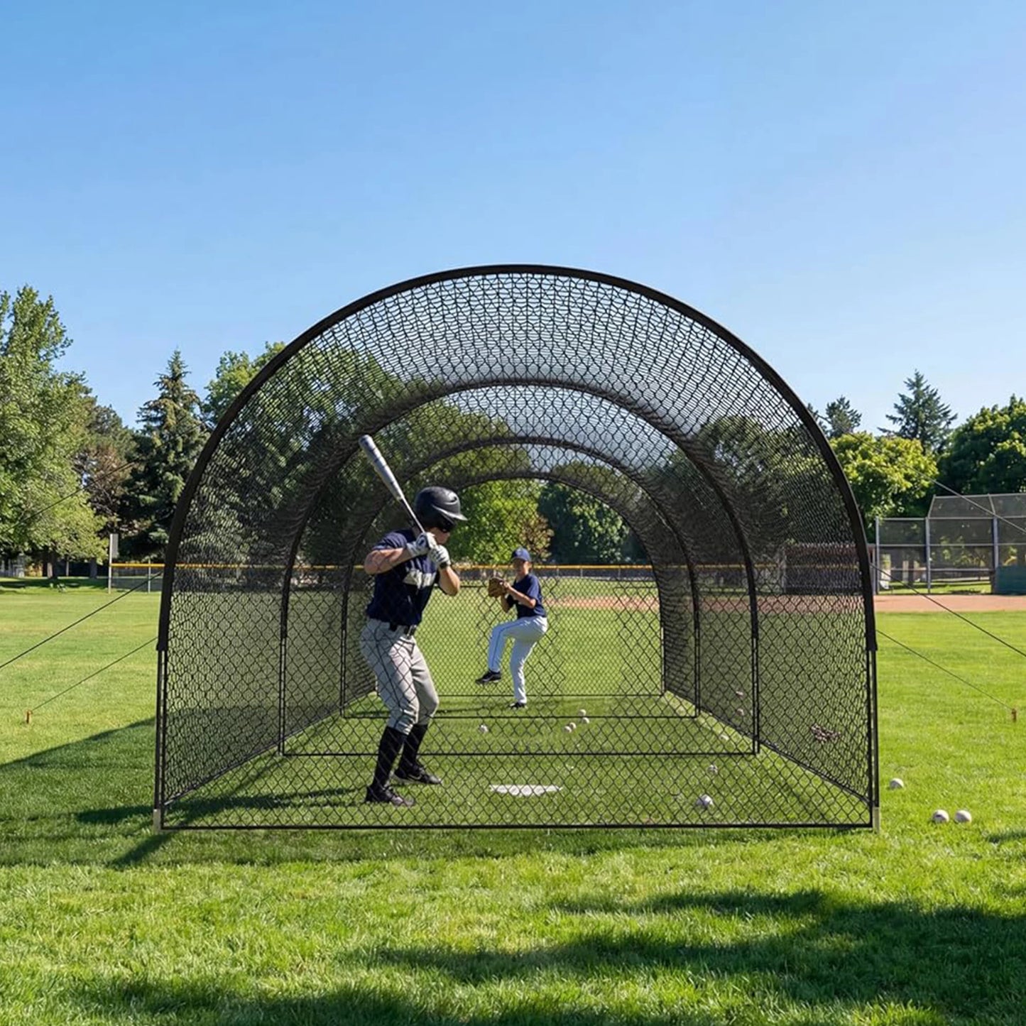 HiMISS Batting Cage With Frame And Net For Backyard Training