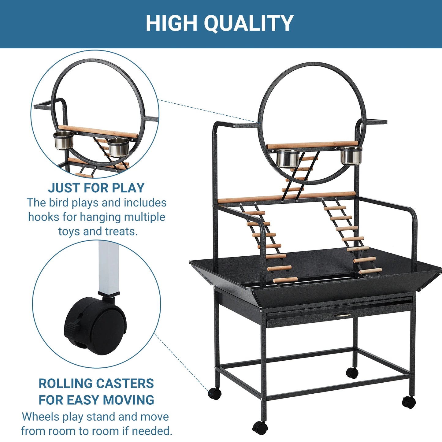 HiMISSCN Bird Cage With Rolling Stand For Parrots And Cockatiels