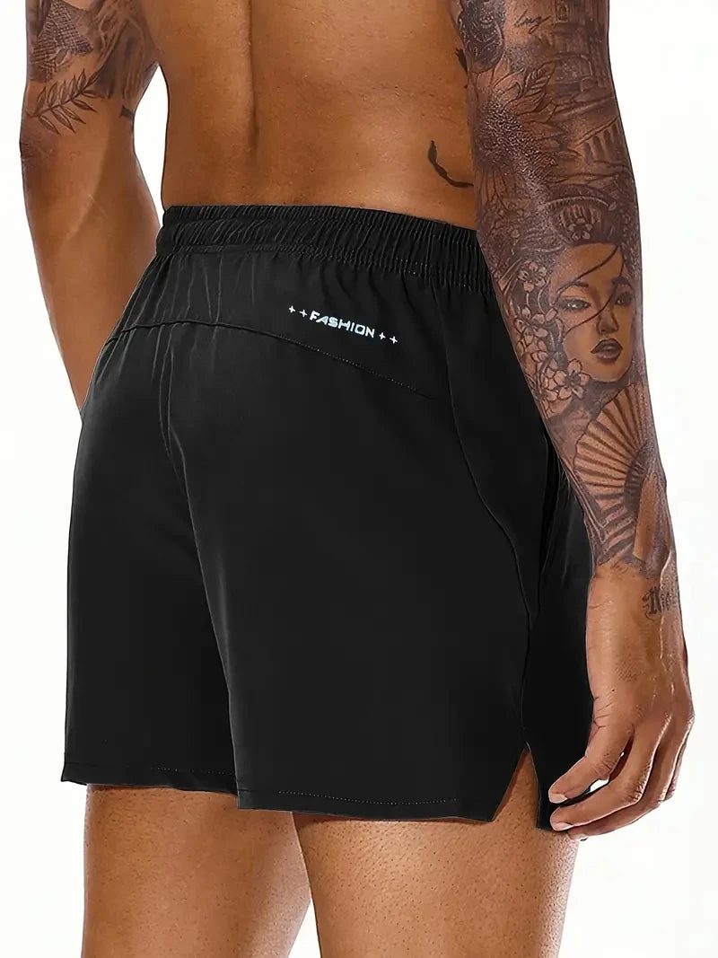 Men's Beach Shorts Elastic Waist Pockets Polyester Casual