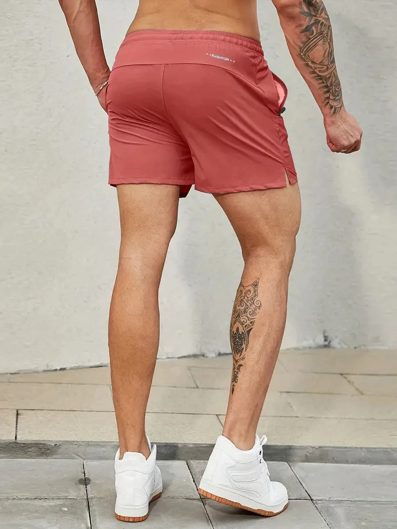 Men's Beach Shorts Elastic Waist Pockets Polyester Casual