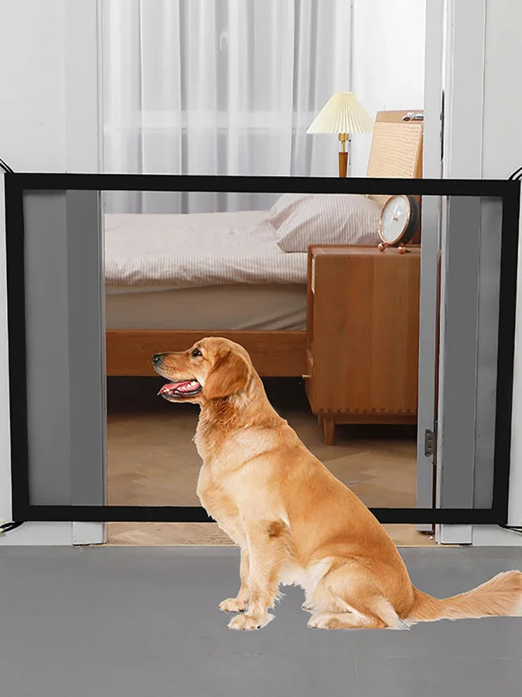 Foldable Mesh Dog Playpen Barrier Fence With 4 Hooks