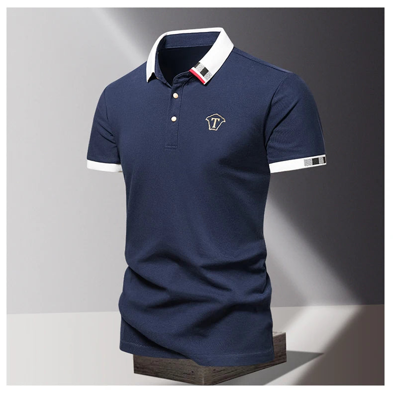 Lane JT Mens Pure Cotton Short Sleeve Polo Shirt Lapel