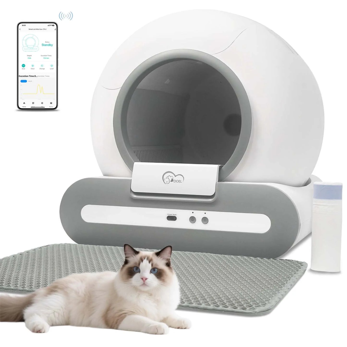 DOEL Self Cleaning Cat Litter Box AppEnabled 2 4G WiFi
