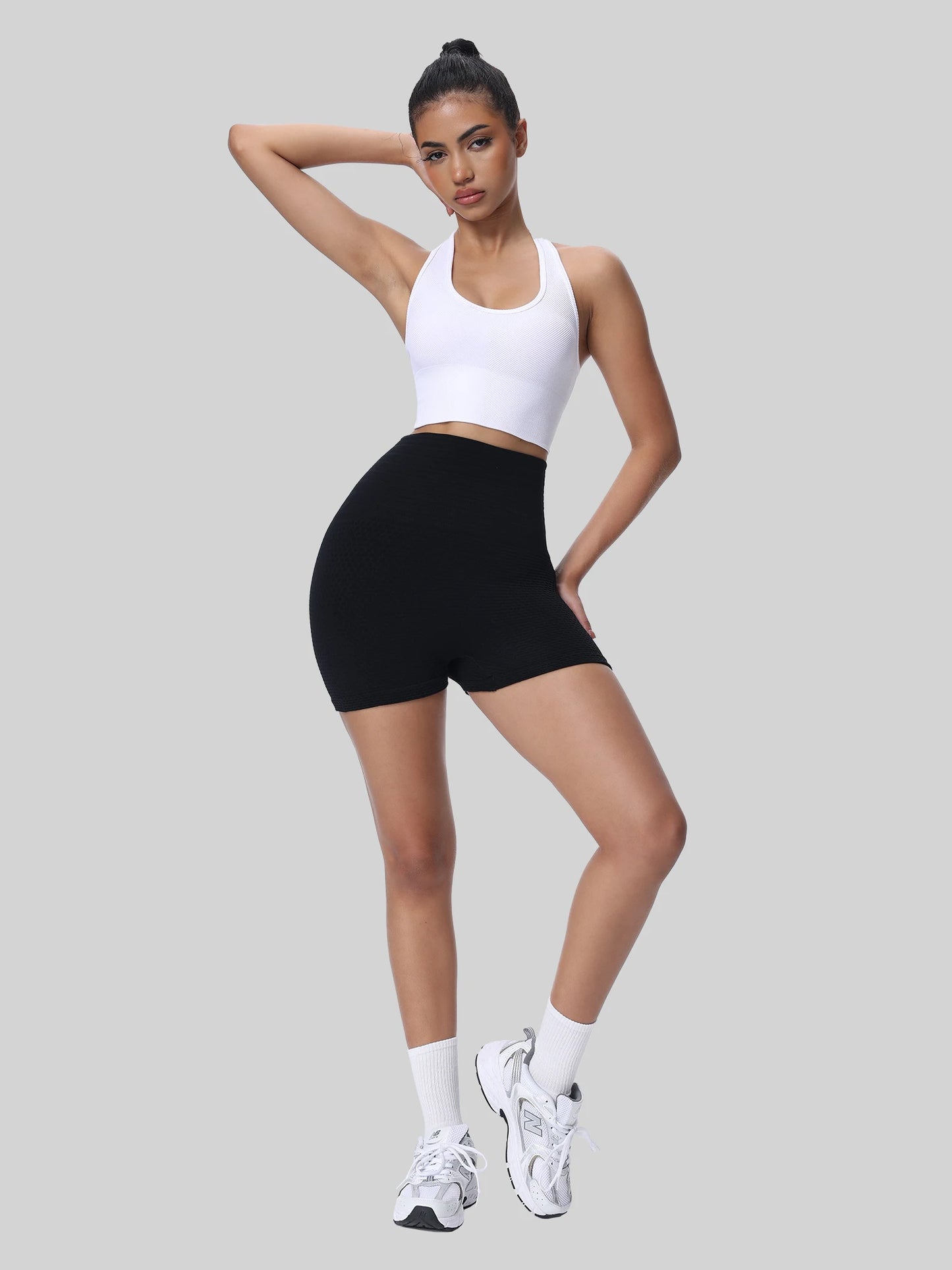 Women's Knitted Nylon Track Shorts High Waist With Stretch