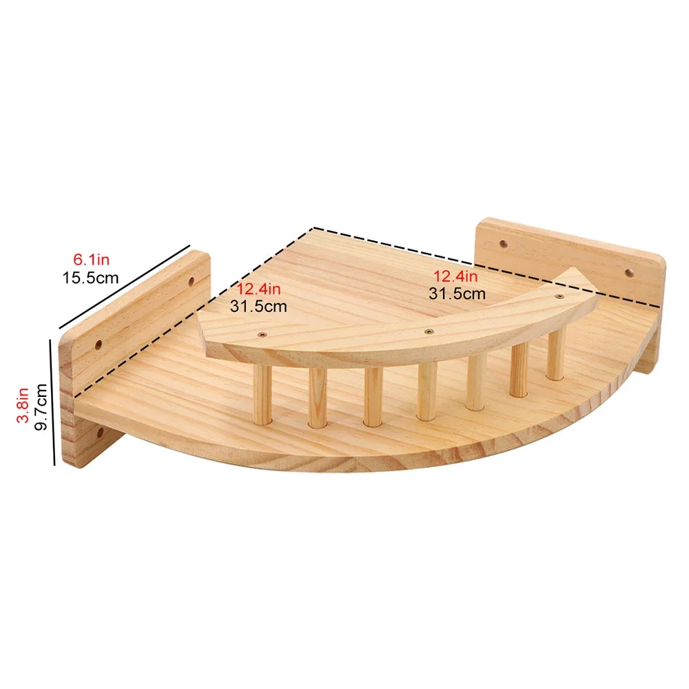 Qlfyuu Wooden Cat Climbing Shelf Wall Mounted Scratching Post