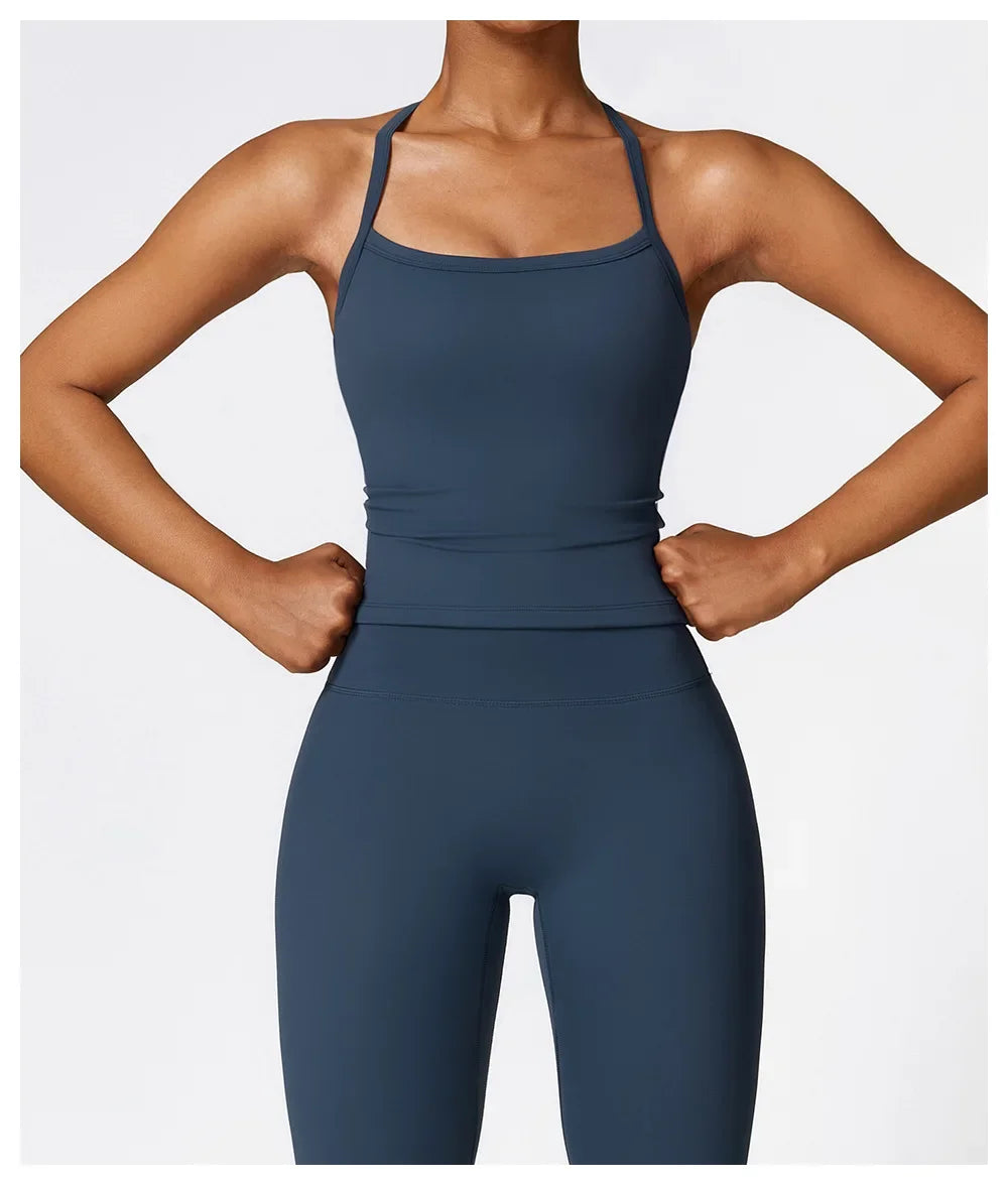Women Cross Back Yoga Sports Bra Breathable Push Up Top