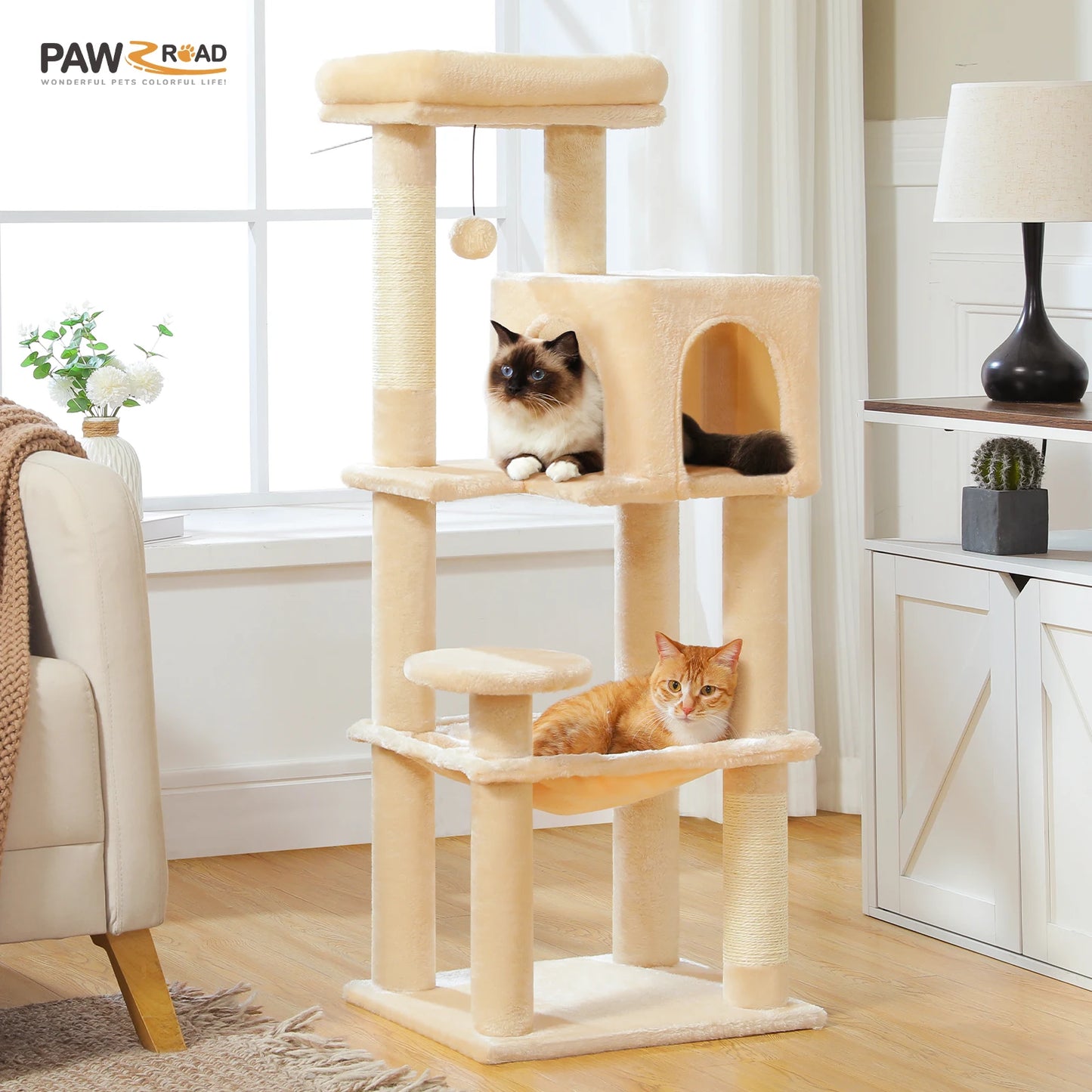 PAWZ Road Multi Level Cat Tree With Sisal Posts Condo