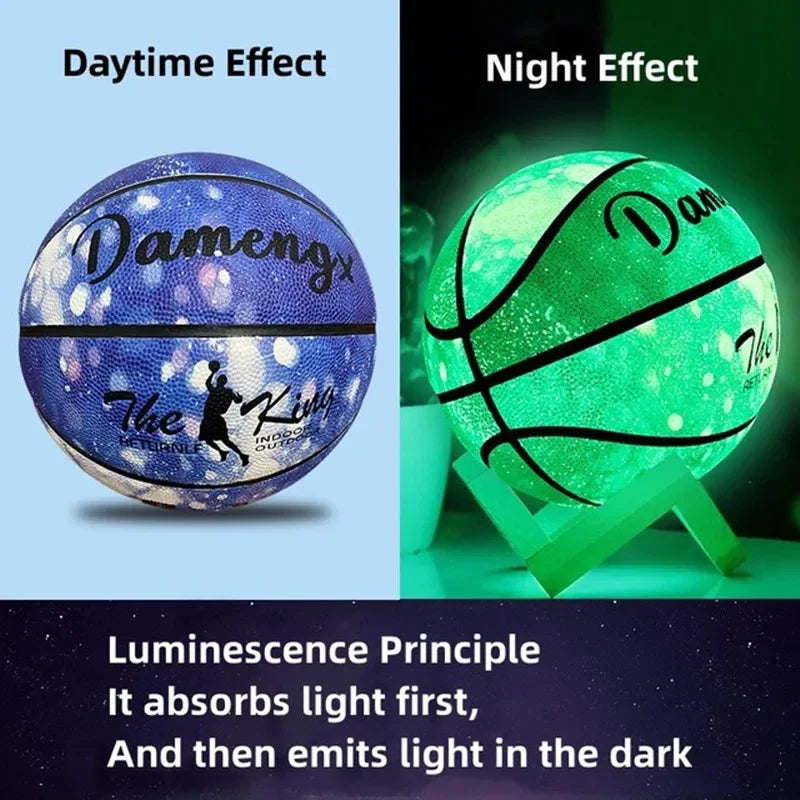 Damengx Glow In The Dark Basketball PU Leather Anti-Skid Outdoor