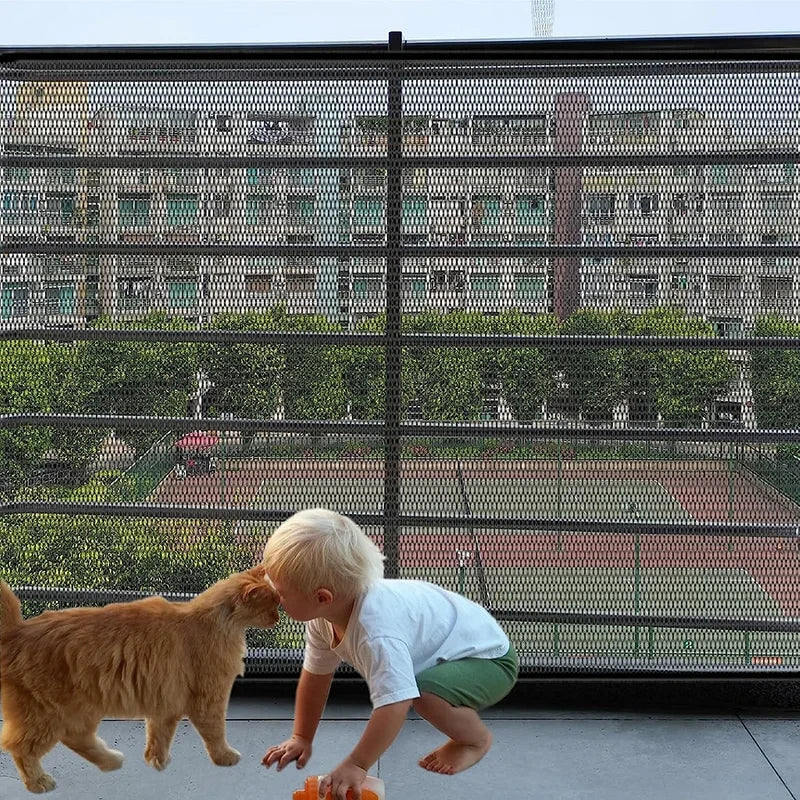 Foldable Mesh Dog Playpen Barrier Fence With 4 Hooks