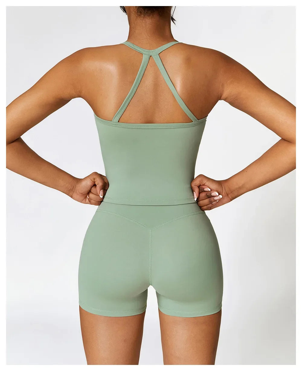 Women Cross Back Yoga Sports Bra Breathable Push Up Top