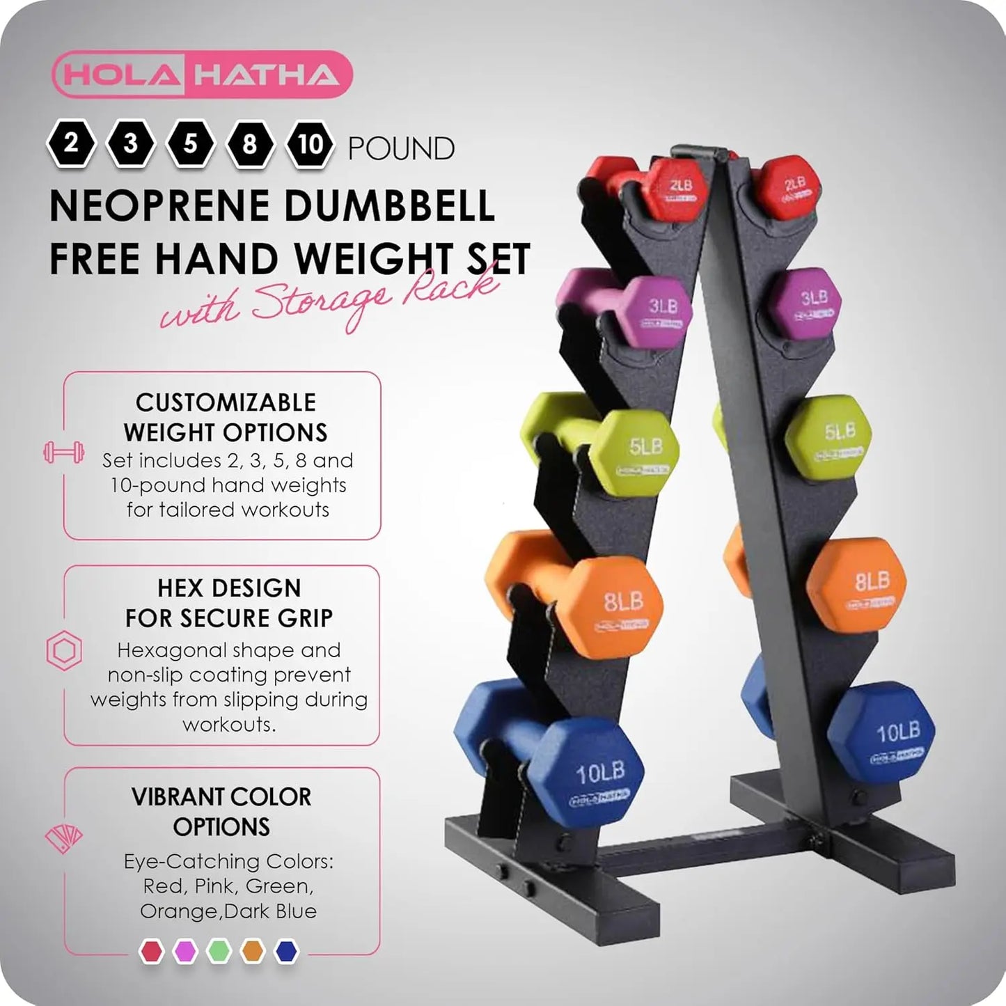 Hexagonal Dumbbell Set With Rack For Home Workouts