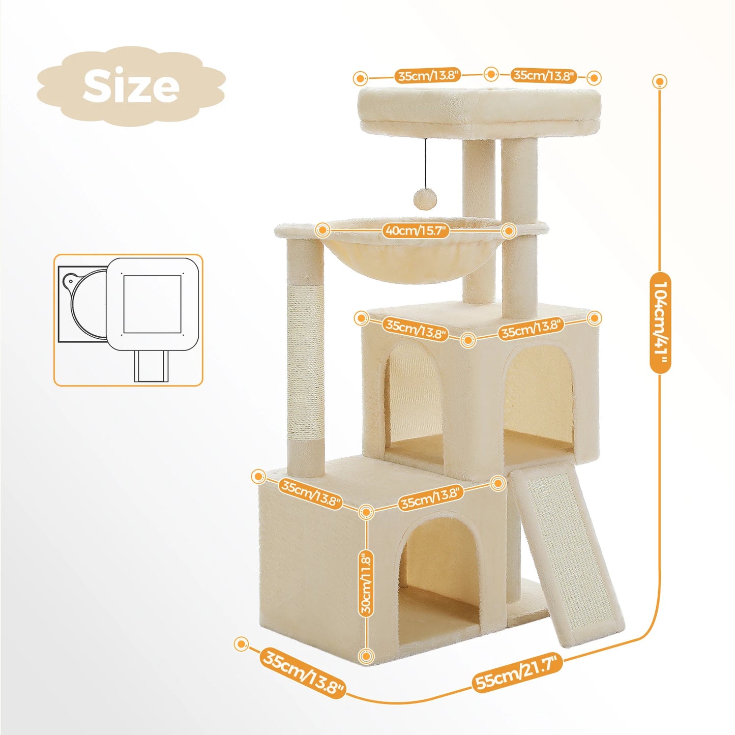 PEQULTICN Multi Level Cat Tower With Sisal Scratching