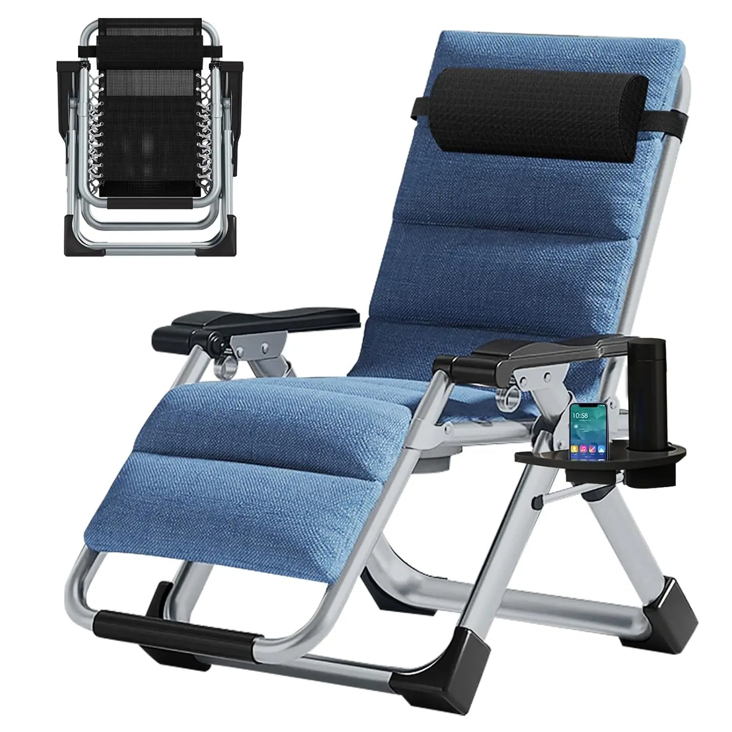 Zero Gravity Chair Premium Lawn Recliner Portable Detachable Cushion Headrest