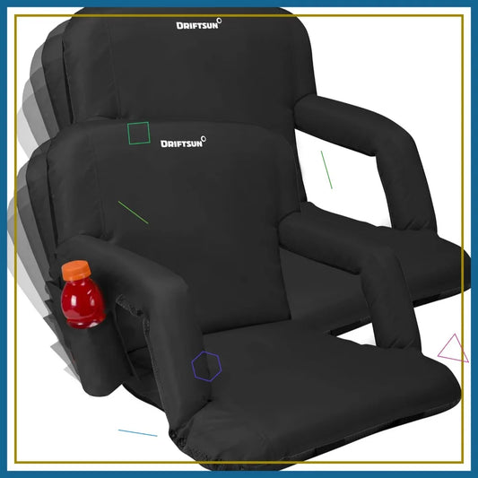 Foldable Stadium Seats 2 Pack With Back Support Waterproof Bleacher Chairs