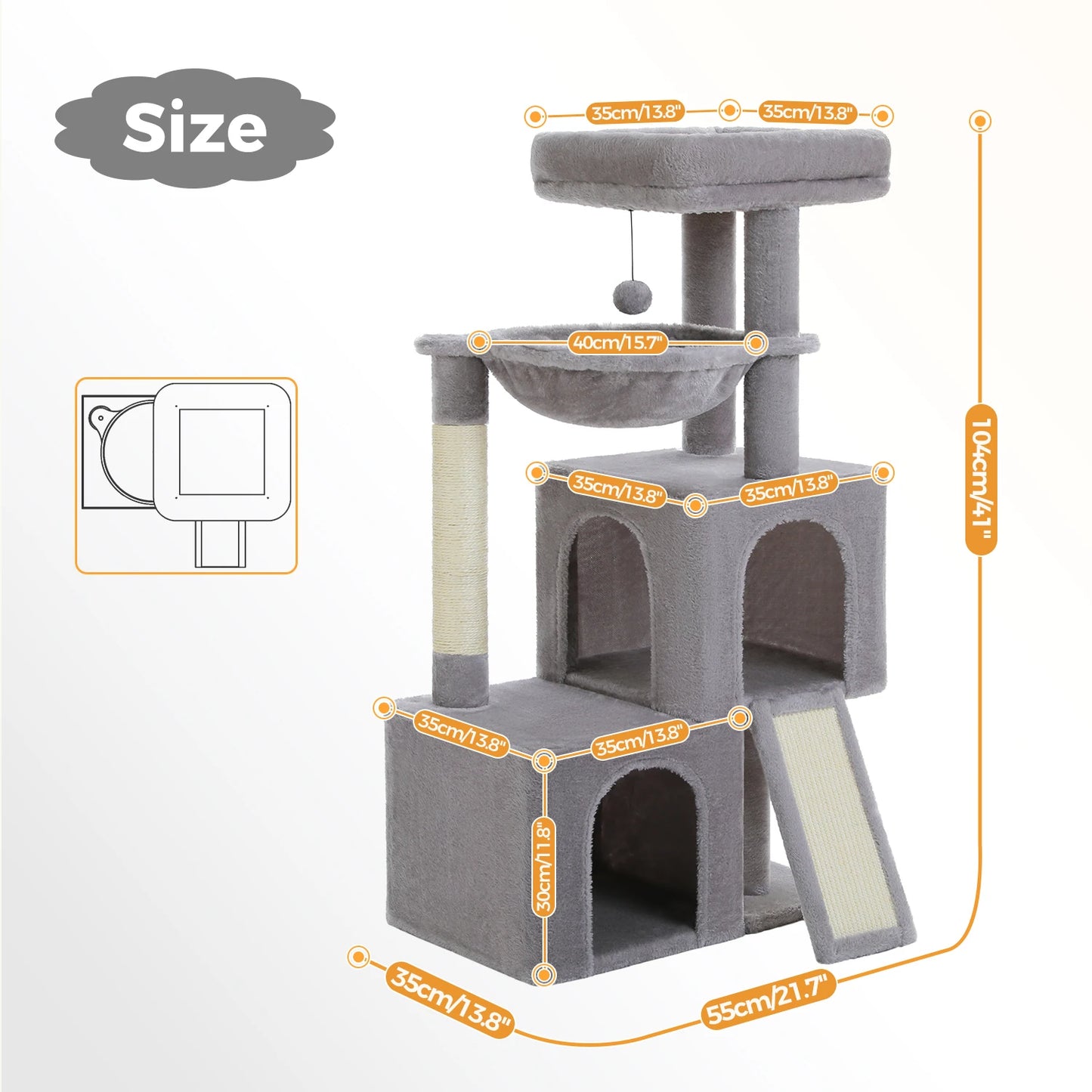PEQULTICN Multi Level Cat Tower With Sisal Scratching
