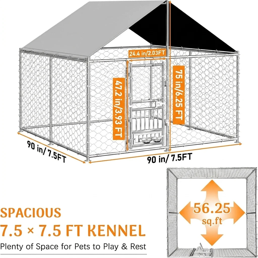 Heavy Duty Outdoor Dog Kennel With Dual Opening Doors