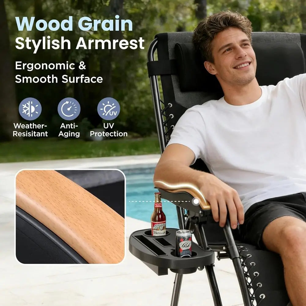Zero Gravity Patio Recliner Chair With Cup Holder And Comfort