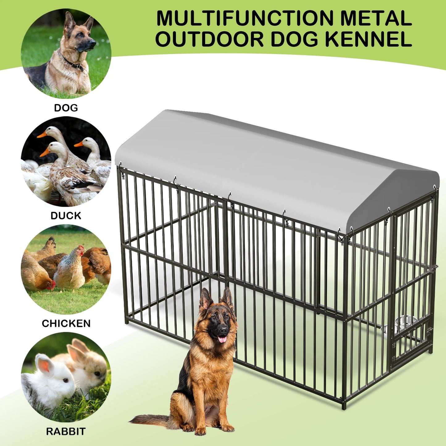 HiMISS Heavy-Duty Metal Dog Kennel Playpen With Waterproof Cover