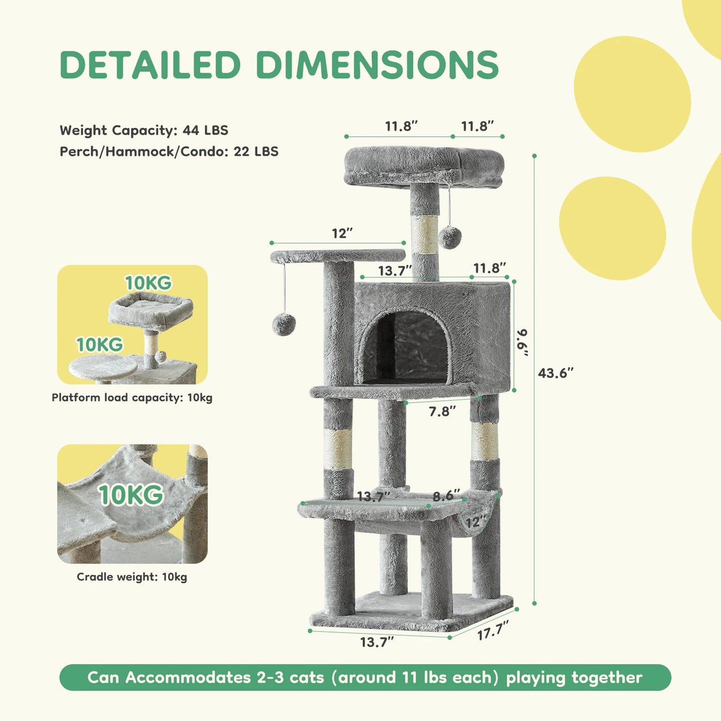 JHK Four Tier Cat Tree Indoor Multi Cat Climbing Tower