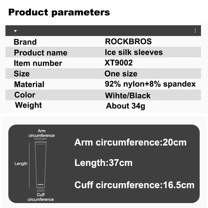 ROCKBROS Arm Sleeves UV Protection For Running And Cycling