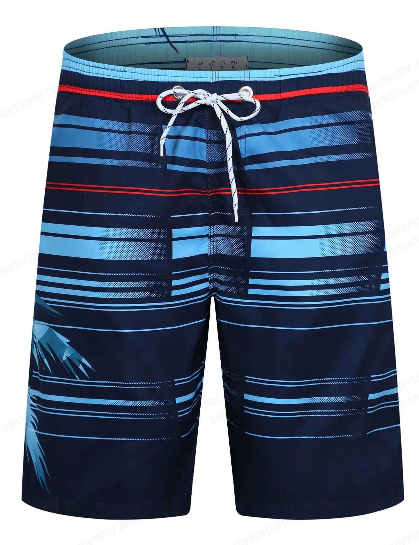 Summer Vacation Palm Tree Print Drawstring Board Shorts Breathable Streetwear